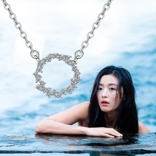 DreamySky Hot Selling Pure Silver Color Circle Necklaces For Women Jewelry Collar Colar Free Shipping