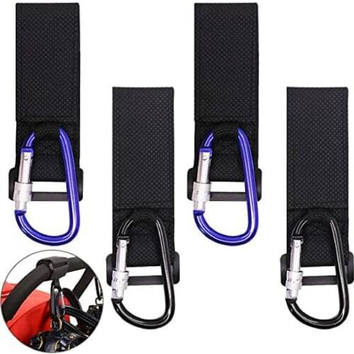 1Pc Baby Stroller Accessory Multi Purpose Bag Hook Non-slip Leather D-Shaped Stroller Hanging Buckle With Lock Carabiner