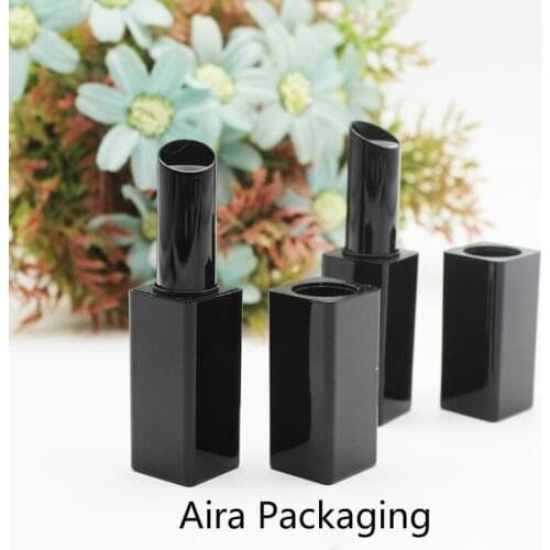 11.1mm Oblique Edge Black Lip Balm Tube Cosmetic Lip Containers 30pcs/lot