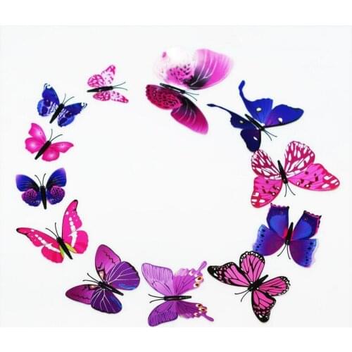 12PCS Cinderella Butterfly 3D Butterfly Decoration Wall Stickers 3D Butterflies Pvc Removable Wall Stickers Butterflys HK14