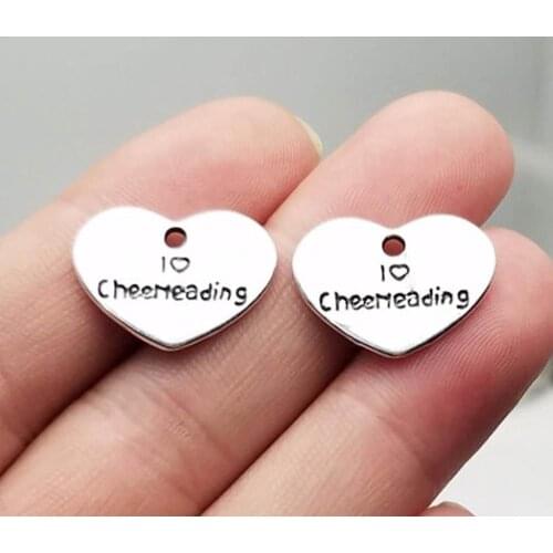 25pcs/lot--19x14mm, heart cham,Antique silver plated I love cheerleading Charms ,DIY supplies, Jewelry accessories
