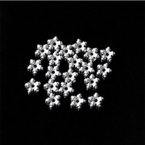 50Pcs Tibetan Silver Color Snowflake Shape Spacer Beads DIY Handmade Jewelry Making Charm Loose Beads Fit Necklace Bracelet