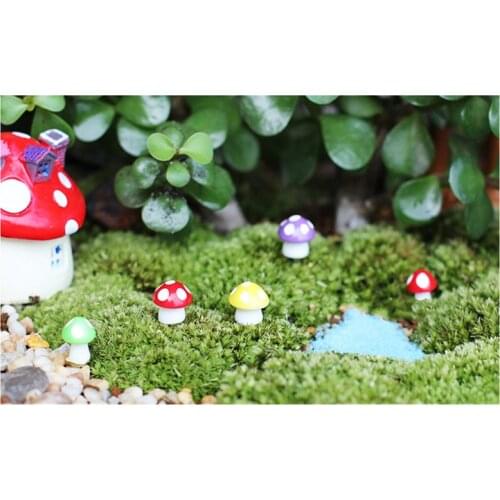 8 Pcs Random Color Cute Mushroom Fairy Garden Miniatures Decorative Micro Landscape Bonsai Plant Fairy Garden Supplies