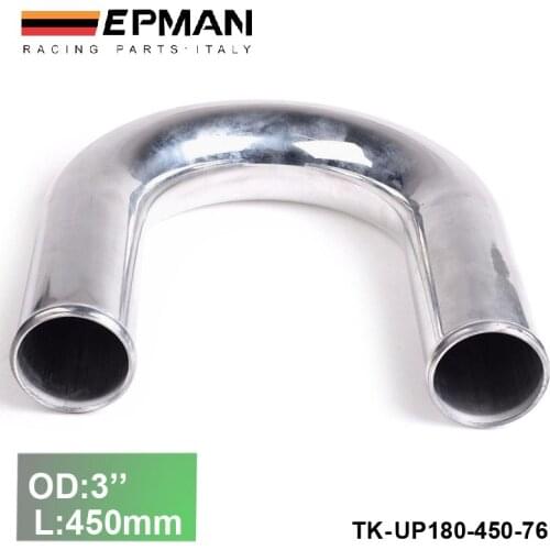 Aluminum Turbo 2pcs/unit 76mm 3" 180 Degree Intercooler Pipe L:450 mm For VW GOLF GTI 2.0T EP-UP180-450-76