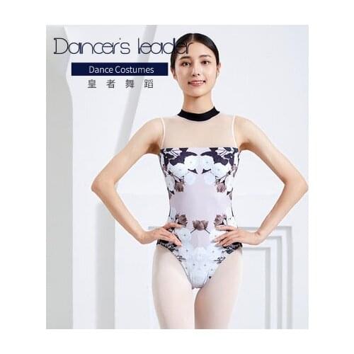 Ballet Leotard for women training clothes high neck printed gymnastics tights adult aerial yoga sexy swimwear