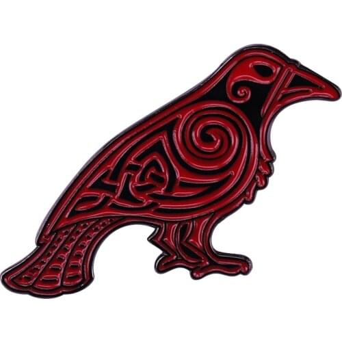 Celtik Knot Blood Raven Lapel Pin Hugin Munin Norse Mythology Odin Crow Brooch Edgar Allan Poe Morrigan Goddess Witch Pagan Gift