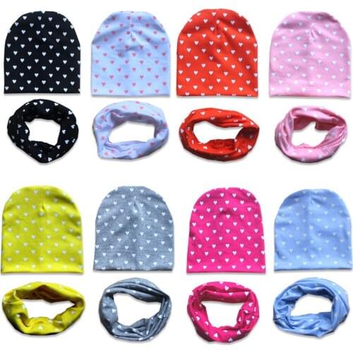 Cotton Children Hats Spring Autumn Winter Baby Warm Hat Scarf Set Child Skullies Caps Boys and Girls Kids Beanies Collar bonnet