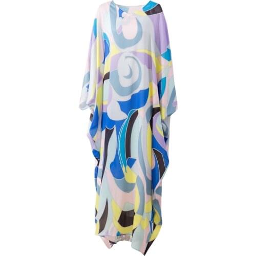 DIDABOLE Designer High Quality Bohemian New Spring Autumn WomenS Vintage Elegant Fashion Party Casual Blue Print Loose Dress