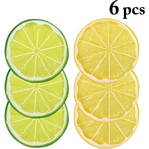 6pcs 5cm Artificial Fruit Simulation Lemon Slices Festival Fruit Ornament Kitchen Wedding Fake Lemon Home Decoration