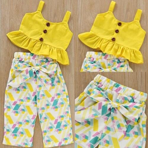 Toddler Kids Baby Girls Outfits Clothes T-shirt Tops+Pants 2PCS Set Summer 2020 New Fashion Children Clothes For Girls