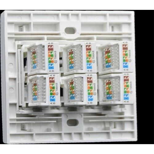 86 Type Computer Socket Panel CAT5E Network Module RJ45 6 Panel Outlet Socket Interface Port Wall Cable 1to N1L6