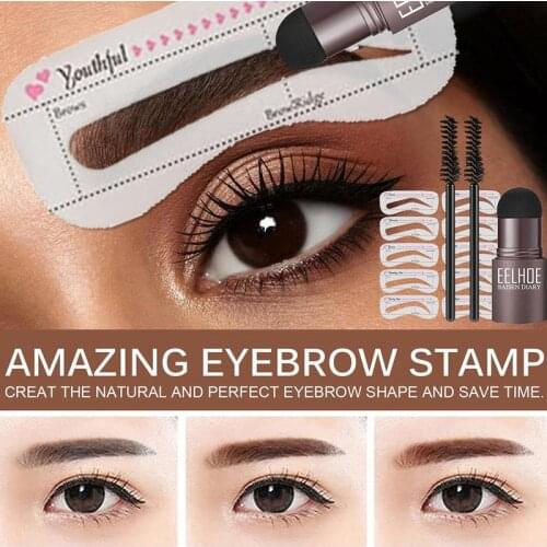 One Step Eyebrow Stamp Shaping Kit Professional Eye Gel Brow Makeup Stamp Kit With 10 Reusable Brushes Stencils Eyebrow Eye W3S9