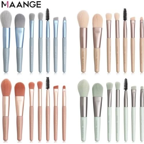 MAANGE 7-piece makeup brush set soft hair loose powder high gloss eye shadow brush for beginners makeup tool