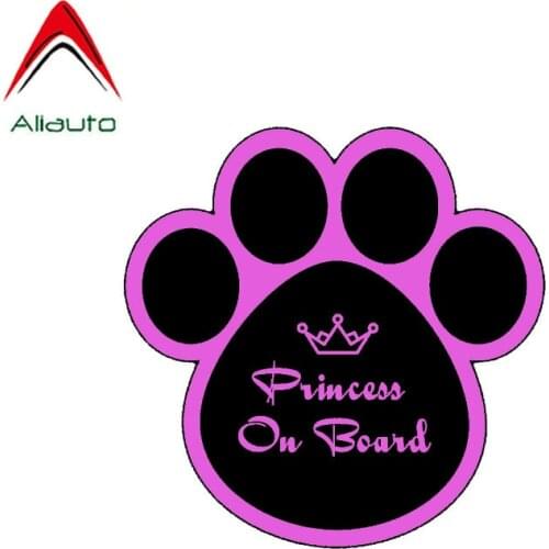 Aliauto Cover Scratch Car Sticker Princess on Board Crown Dog Print Interesting Creative Anti-UV Accessories PVC Decal,13cm*13cm