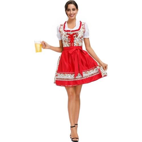 New Oktoberfest Costume Sexy Beer Girl Dirndl Dress Bavaria German Wench Maid Uniform Party Fancy Dress