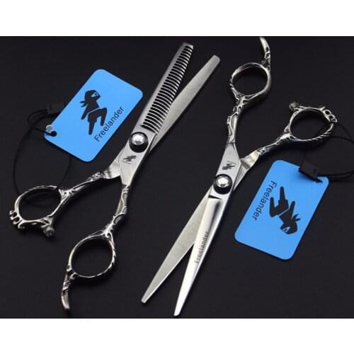 Professional Hairdressing Scissors Cutting Scissors and Thinning Scissors Barber Scissors 6 Inch Stainless Steel Type Teeth Size