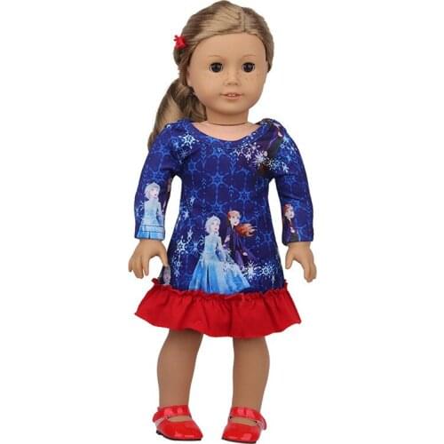 2021 New Pattern Clothes Ice And Snow Dress Fit 18 Inch American&43cm Baby New Born Doll Clothes Accessories