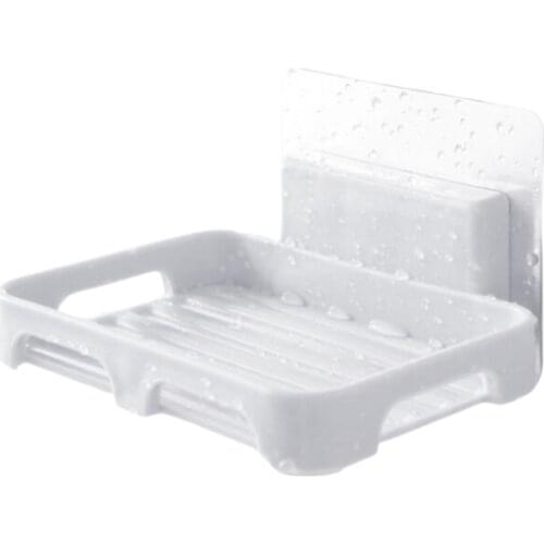 P8DE Wall-mounted Suction Cup Soap Dish Box Free Punch Drain Rack Handmade Soap Holder Case Minimalist Modern Soap Tray for Home