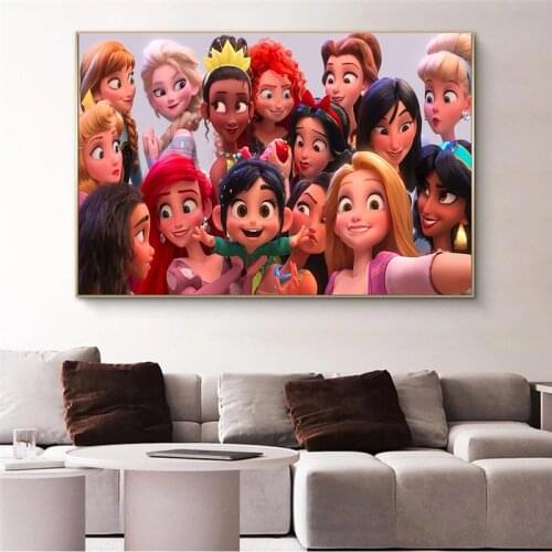 Nordic Canvas Paintings Disney Princess Chinese Mulan Anna Poster and Print Wall Art Picture for Girls Bedroom Home Decor