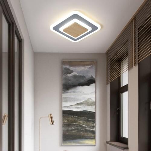 Nordic Wood Round 12W LED Ceiling Aisle Lights For Bedroom Corridor Attic Gray Lustre Lamps Lighting Khelse Kitchen Fixtures