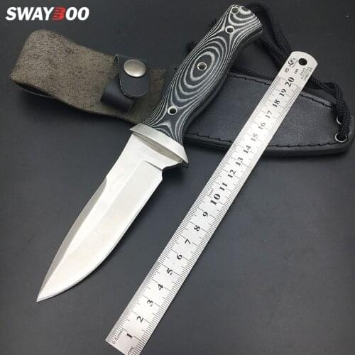 Swayboo AUS-8A Steel Sharp Hunting Knife Mikta Handle Tactical Straight Knife Fxed Blade Knife With Holster