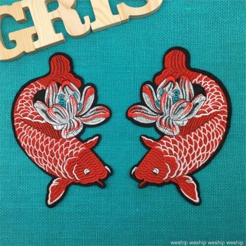 Large sequints embroidery carp patch cloth sticker Apliques for DIY coat/bag/garment accessories Parche