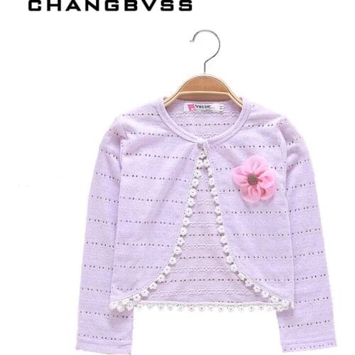 Thin Cotton Cardigan For Girls Full-Sleeve Girls Cardigan 2-8T Top Girl Clothing Sweaters Summer Knitting Kids Outer Wear Jacket