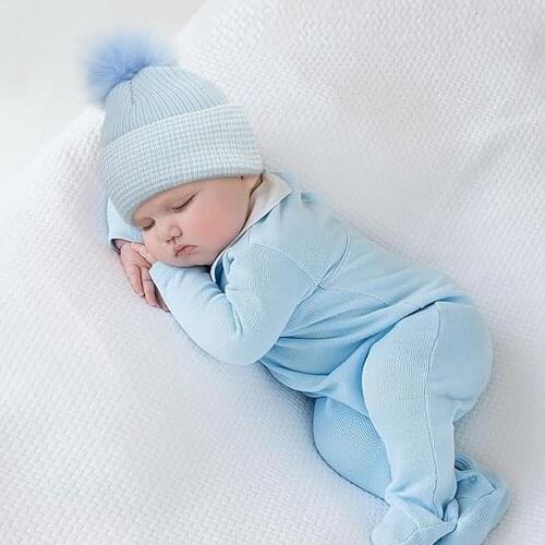 Toddler Comfortable Warm Knitting Wool Striped Hats Fashion Baby Girls Caps with Fluffy Ball Children Headwear Photography Props