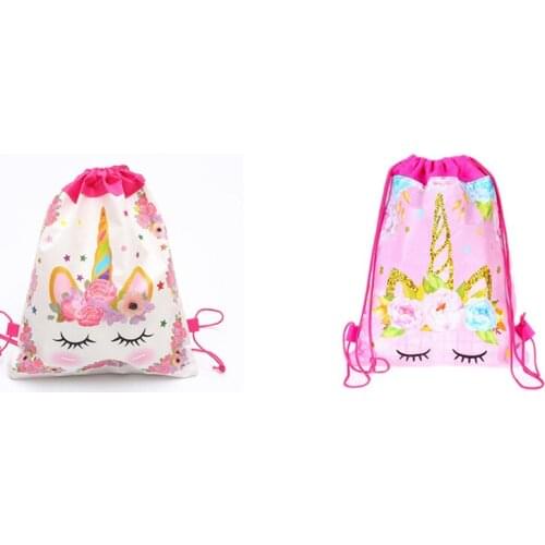 2021 Unicorn Cartoon Drawstring Bag Waterproof Drawstring Bag Backpack Child birthday Party Storage Bag Christmas Gift Bag SALE