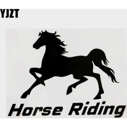 YJZT 15.5CM×11.7CM Animal Horse Riding Vinyl Motorcycle Decal Car Sticker Black/Silver 13F-0128