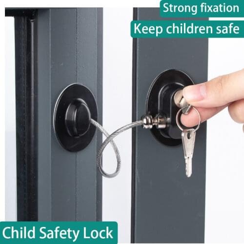 Child Safety Lock Cabinet Refrigerator Door Lock Stainless Steel Cable Protection Children Baby Home window Lock Strong Fixation