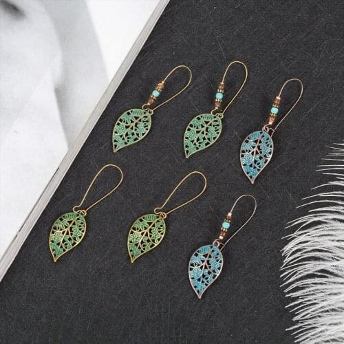 Hollow Out Ethnic Boho Leaf Earrings Drop Earrings Dangle earring Women Girl Bohemian female jewelry Brincos