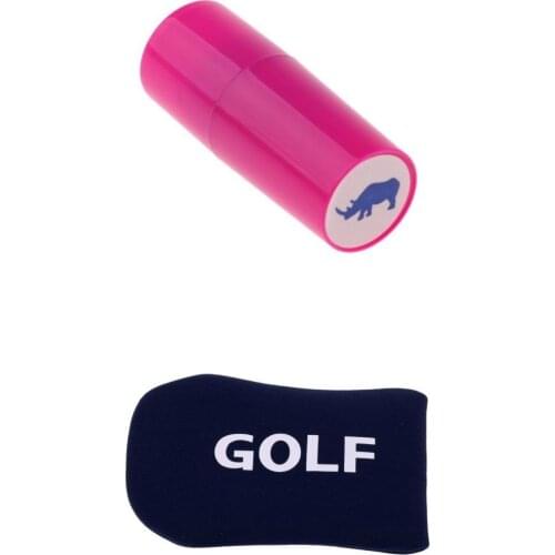 1 Piece Golf Ball Stamp Stamper Marker Rhinoceros Shape Design + 1 Piece Golf Mallet Headcover Putter Cover, Durable and Soft