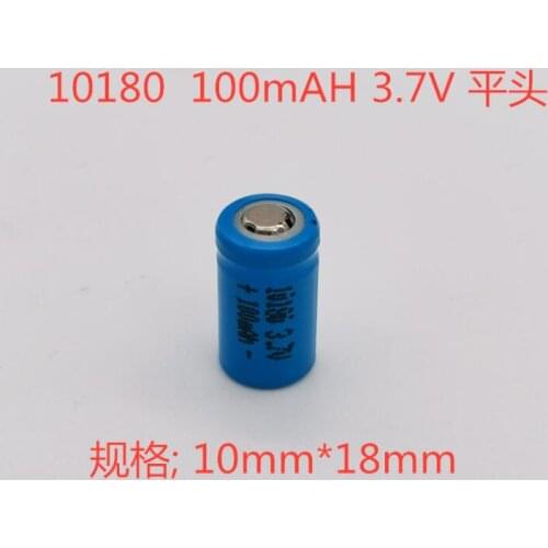 10PCS 3.7V 10180 lithium ion rechargeable battery li-ion cell baterias pilas 100MAH for led flashlight digital device