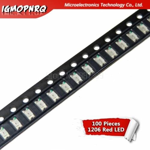 100pcs Red 1206 SMD LED diodes light 3216