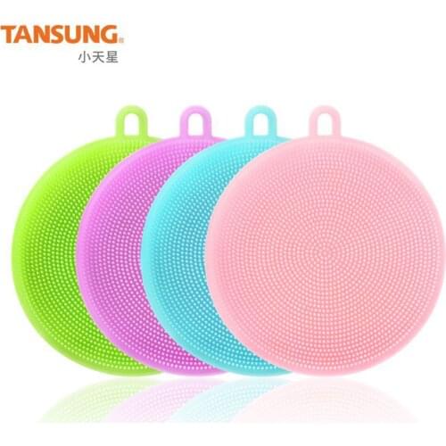 2pcs Multifunctional silicone brush, silicone dishwashing brush, round dishwashing artifact