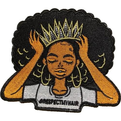 5 Piece African Girl Woman Head Shape Iron On Patch For Jackets Embroidery Sewing Sticker Badge Applique Parch