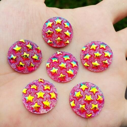 20pcs 20mm circle Star shape Resin For clothing decoration wedding and garment accessories -B761
