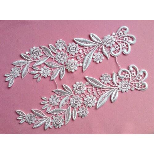 28cm*9cm water soluble embroidery mirrored appliques,wedding dress applique accessories,XERY-GH0513D