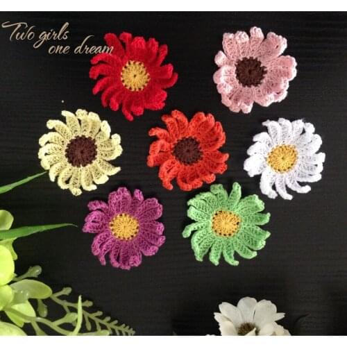 40pcs/lot Handmade Coaster DIY Cotton Clothes Flowers Accessories Hair Decoration Cup Mat Crochet Doily 7cm Shooting Props