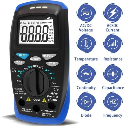 41B Digital Multimeter Professional Residential multimeter AC DC voltage Resistor temperature True RMS NCV Tester LCD display