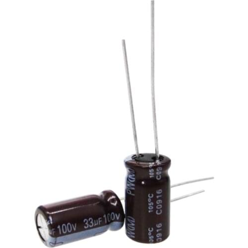 50PCS 100V 33UF 33UF 100V Electrolytic Capacitor Size 8*12MM 100 V / 33 UF Aluminum Electrolytic Capacitors