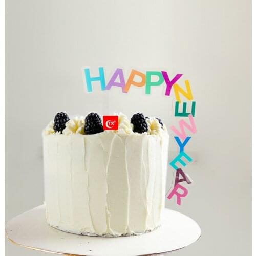 2021 Happy New Year Acrylic Cake Topper Merry Christmas Creative Vertical Cake Topper For Xmas New Year Party Cake Decorations