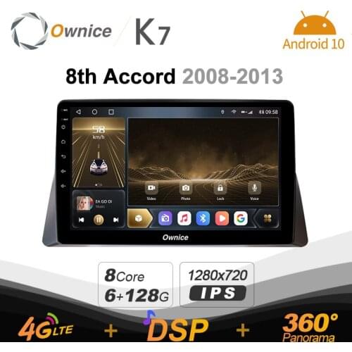 K7 Ownice 6G+128G Android 10.0 Car Radio For Honda 8th Accord 2008 - 2013 Multimedia Audio 4G LTE GPS Navi 360 BT 5.0 Carplay