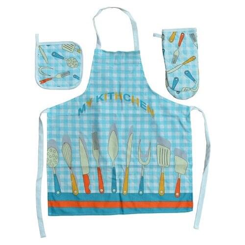 Belnido Home Fork Printed Cotton Waterproof Kitchen Apron Set MFS00005