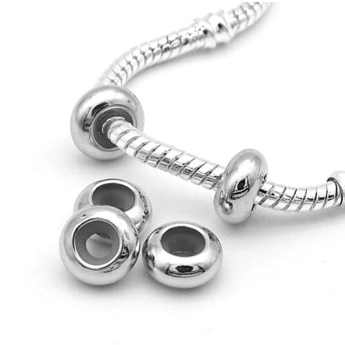 Free Shipping 10pcs/lot Stopper Clip Beads Charms with Rubber inside fit European Pandora Bracelets necklaces For Jewelry Making