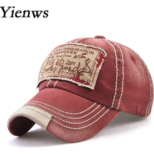 Yienws Bones Baseball Caps for Men Wash Chapeau Homme Vintage 2018 Full Cap Dad Trucker Hats Casquette Homme Black YIC537