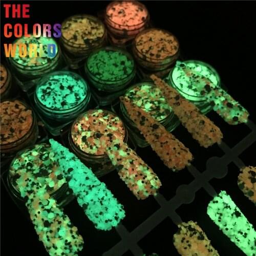 TCT-599 Reflective Flash Glow In Dark Glitter Chunky Nails Glitter Luminous Nail Decoration Crafts Manicure Festival Accessories