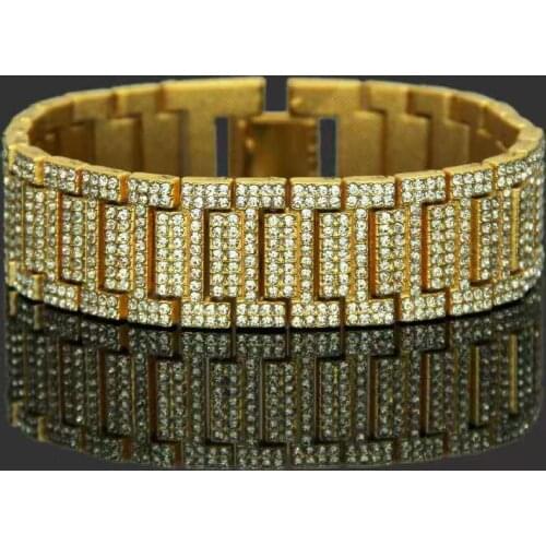 Iced Out Chain Bracelet for Men Women Cuban Link Chain Sliver Gold Charm Bracelet Big Gold Chain Bangle Couple Bracelet Jewelry