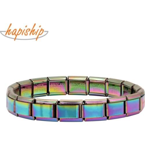Hapiship 2019 Fashion Women Jewelry 9mm Width Colorful Color Stainless Steel Bracelet Bangle Girls Wedding Gift G114